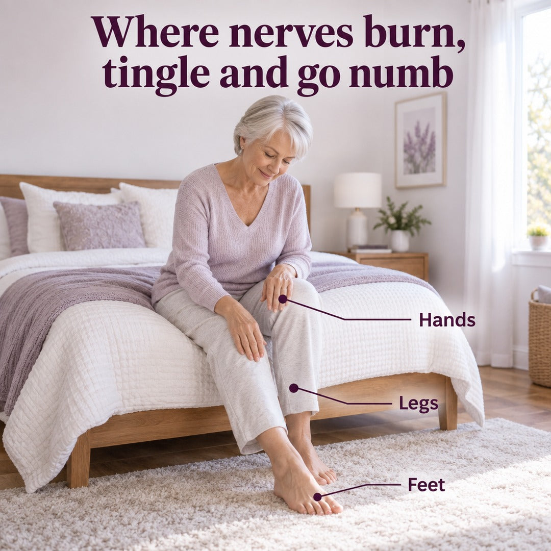 Northvale R-Alpha Lipoic Acid: Where nerves burn,; tingle and go numb; Hands; Legs; Feet